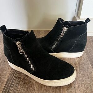 Steve Madden Black Suede Sneakers with Zipper